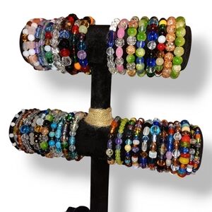 Multicolor Beaded Stretch Bracelet Lot